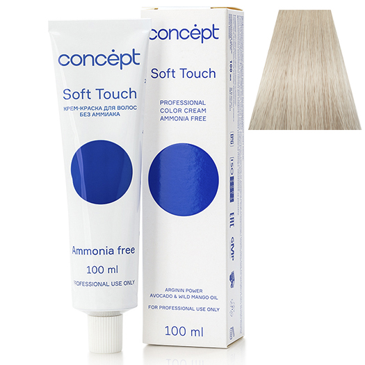 Крем-краска для волос без аммиака 10.1 ультра светлый платиновый Soft Touch Concept 100 мл 14492