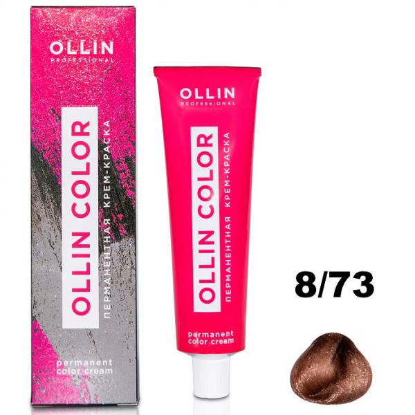 OLLIN COLOR Перманентная крем-краска для волос 8/73 светло-русый коричнево-золотистый 60 мл