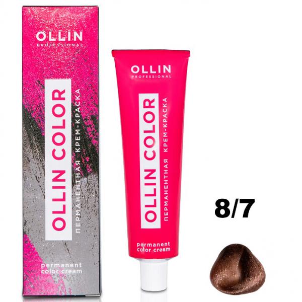 OLLIN COLOR Перманентная крем-краска для волос 8/7 светло-русый коричневый 60 мл