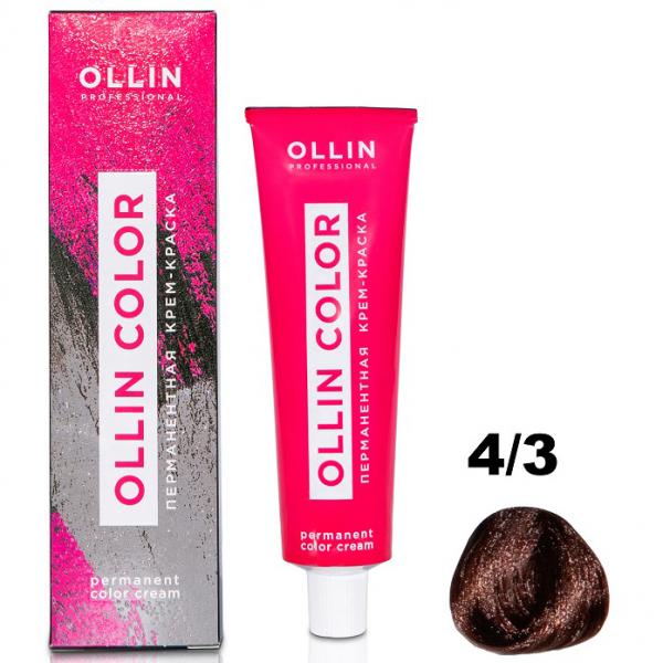 OLLIN COLOR Перманентная крем-краска для волос 4/3 шатен золотистый 60 мл