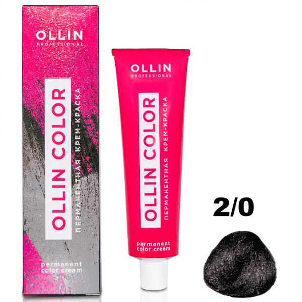 OLLIN COLOR Перманентная крем-краска для волос 2/0 черный 60 мл