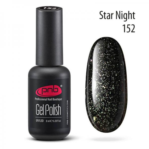 Гель-лак PNB 152 Star Night черный с золотым глиттером 8 мл