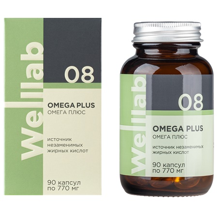 БАД с омега-3 жирными кислотами Welllab OMEGA PLUS 90 капсул