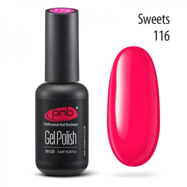 Гель-лак PNB 116 Sweets ярко-розовый неоновый 8 мл