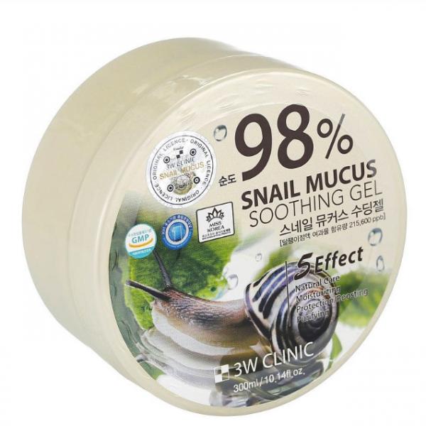 Гель универсальный улиточным муцином Snail Soothing Gel 98% 3W CLINIC 300 мл