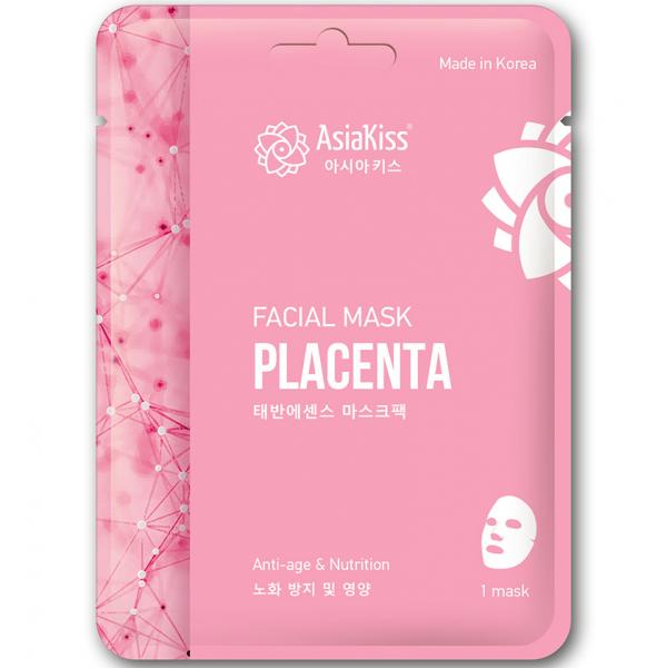 AsiaKiss Маска для лица тканевая ЭКСТРАКТ ПЛАЦЕНТЫ Facial Mask Placenta 25 г