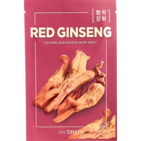 THE SAEM Маска для лица тканевая ЭКСТРАКТ ЖЕНЬШЕНЯ Natural REd Ginseng Mask Sheet 21 мл