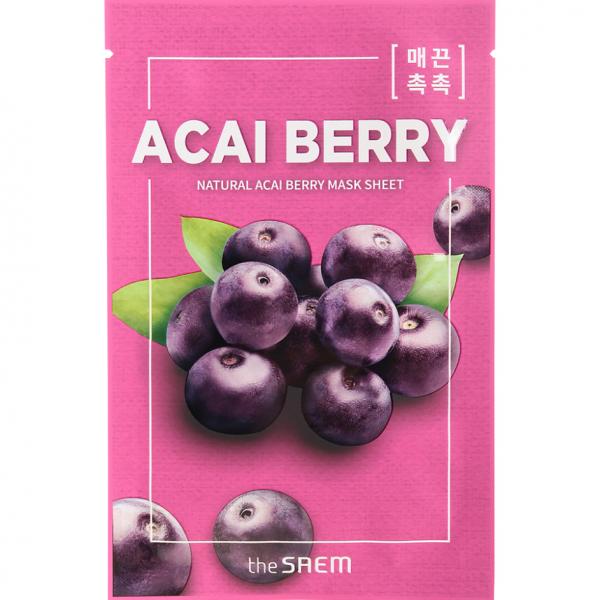 THE SAEM Маска для лица тканевая ЭКСТРАКТ ЯГОД АСАИ Natural Acai Berry Mask Sheet 21 мл