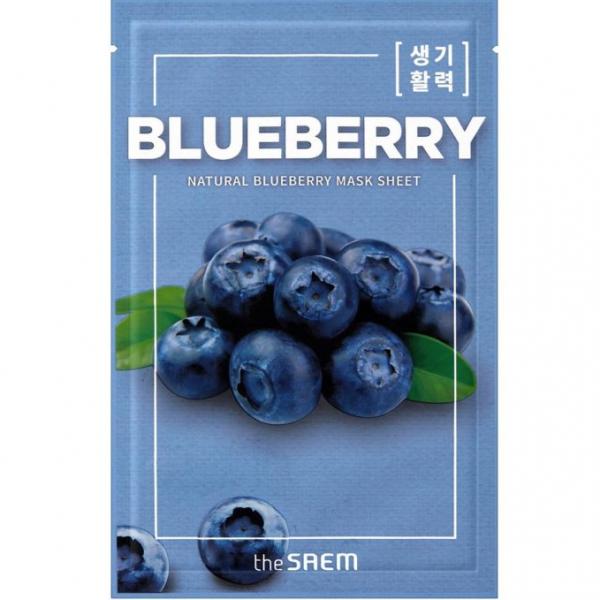 THE SAEM Маска для лица тканевая ЭКСТРАКТ ЧЕРНИКИ Natural Blueberry Mask Sheet 21 мл